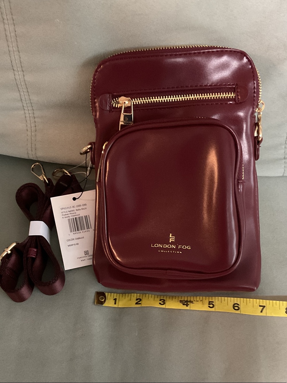London Fog Burgundy Crossbody Phone Bag